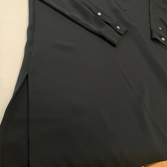 ~ J.Jill 2x Wearever Dress Black Vneck Tunic Above Knee Long Sleeve Pleated Slit - Picture 9 of 14